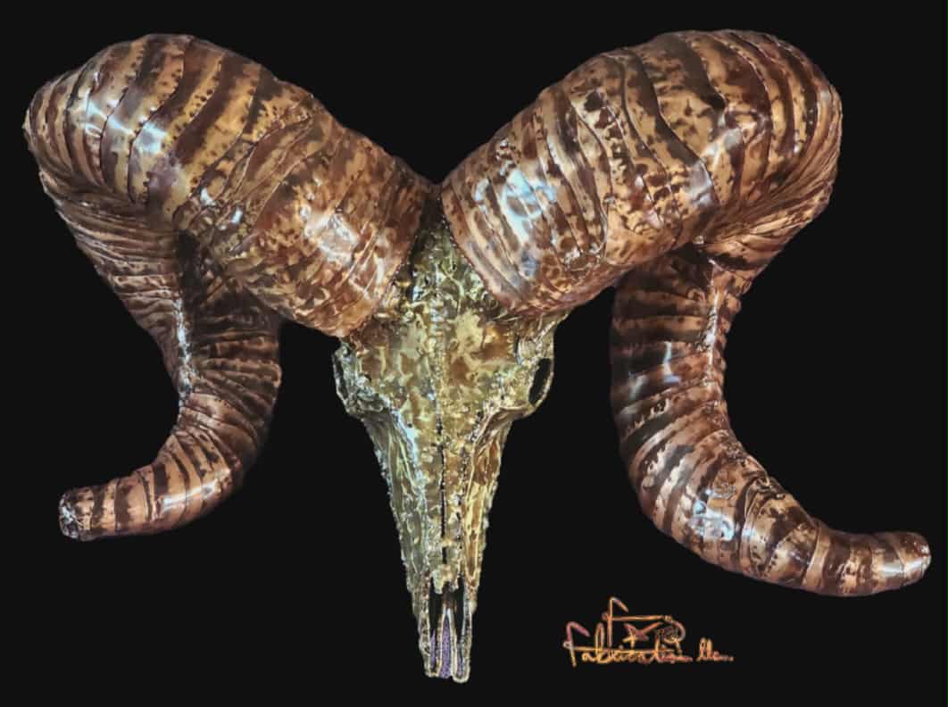 Bronze Ram Skull