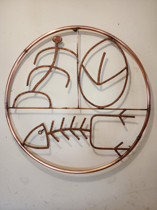 Custom Hawaiian Petroglyph Layout Framed in Copper Circle